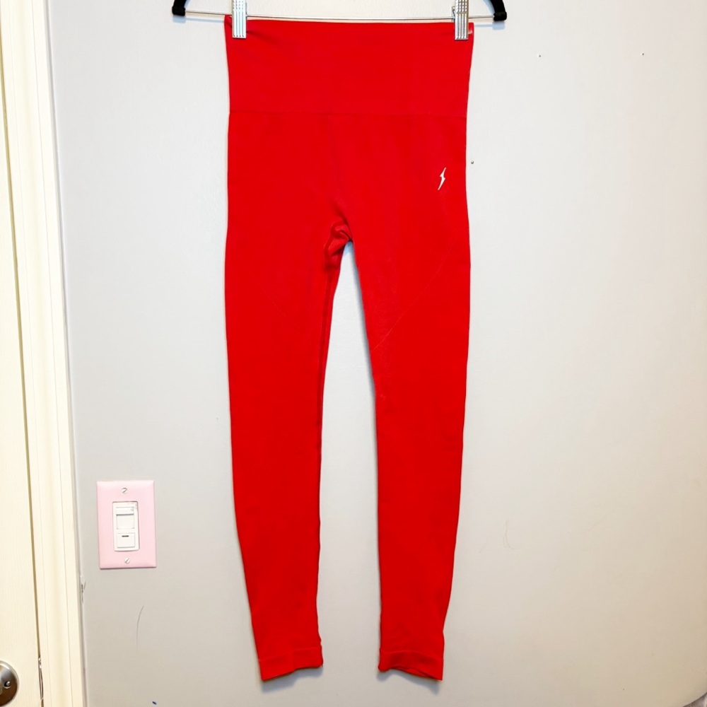 Red Compression No Front Seam Leggings